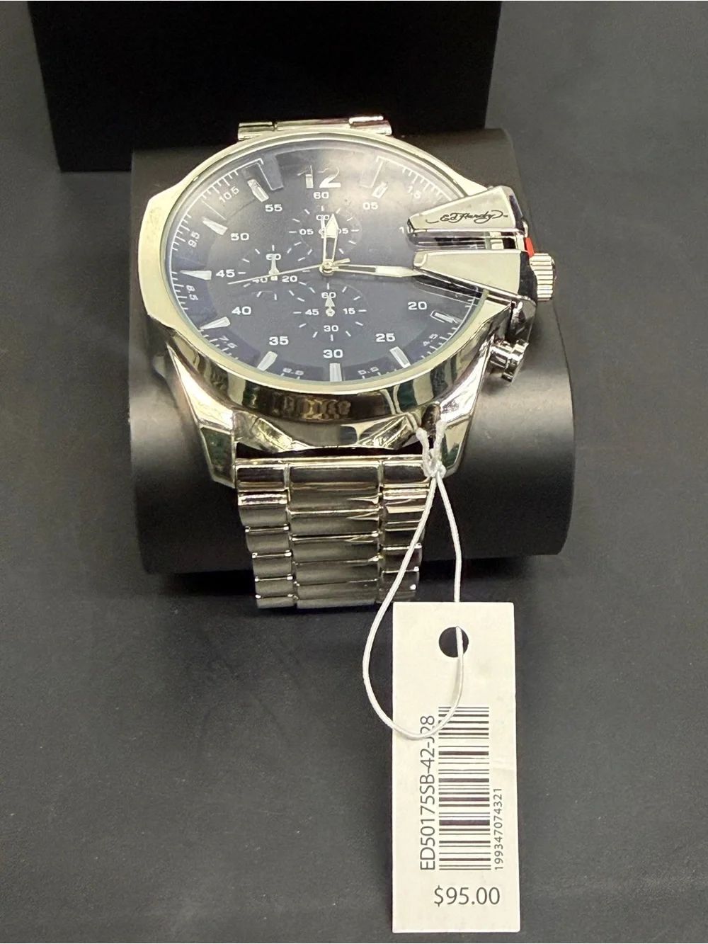 Ed Hardy Silver Watch with Blue Dial in Branded Box
